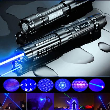 Lumière La Plus Puissante, Torche Laser Bleue Astronome 445nm 450nm 500000m  Pointeurs De Visée Laser Focalisables Lampe De Poche Stylo Laser Bleu Avec  5 Capuchons Étoiles Du 44,18 €