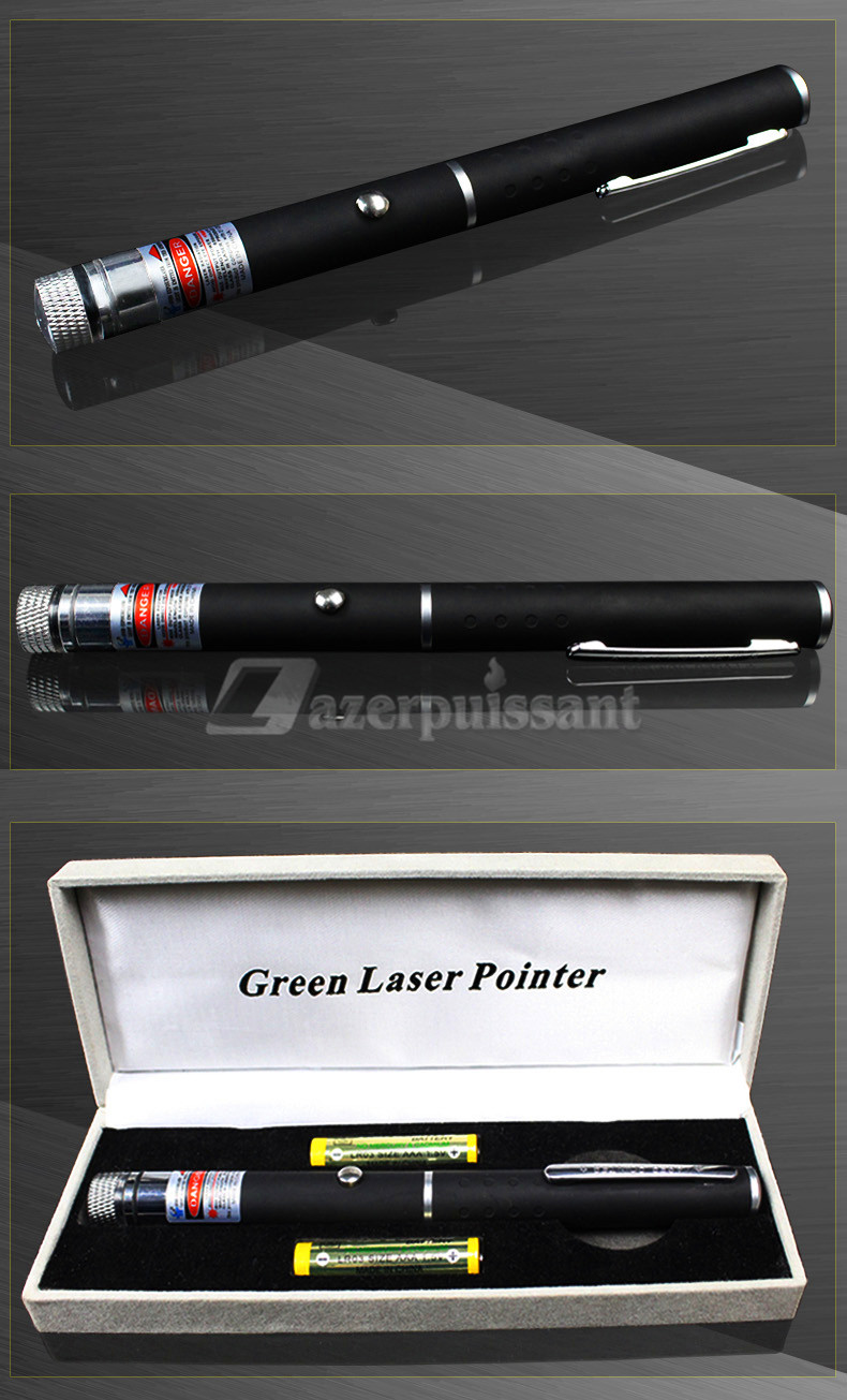 Stylo pointeur laser vert 100mW avec piles AAA